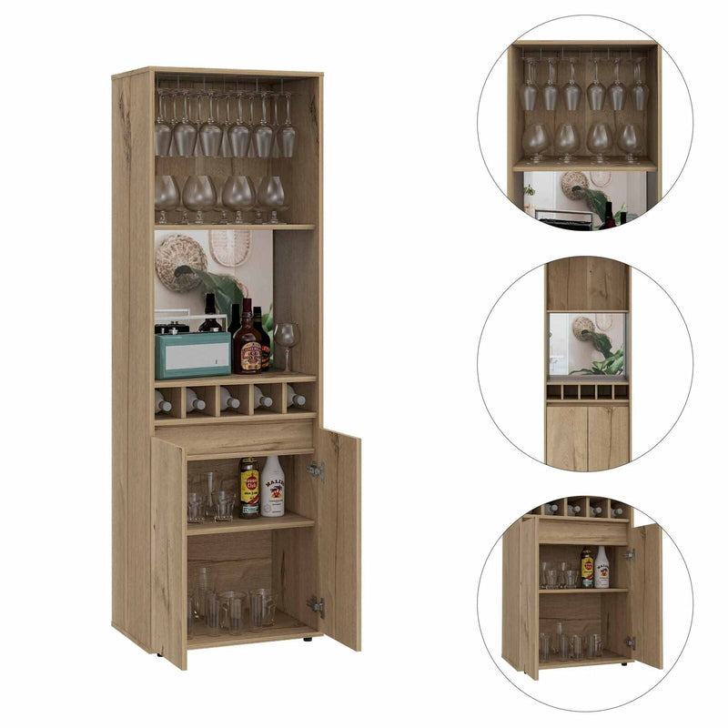 Tall Wooden Wine Rack Cabinet Mini Bar