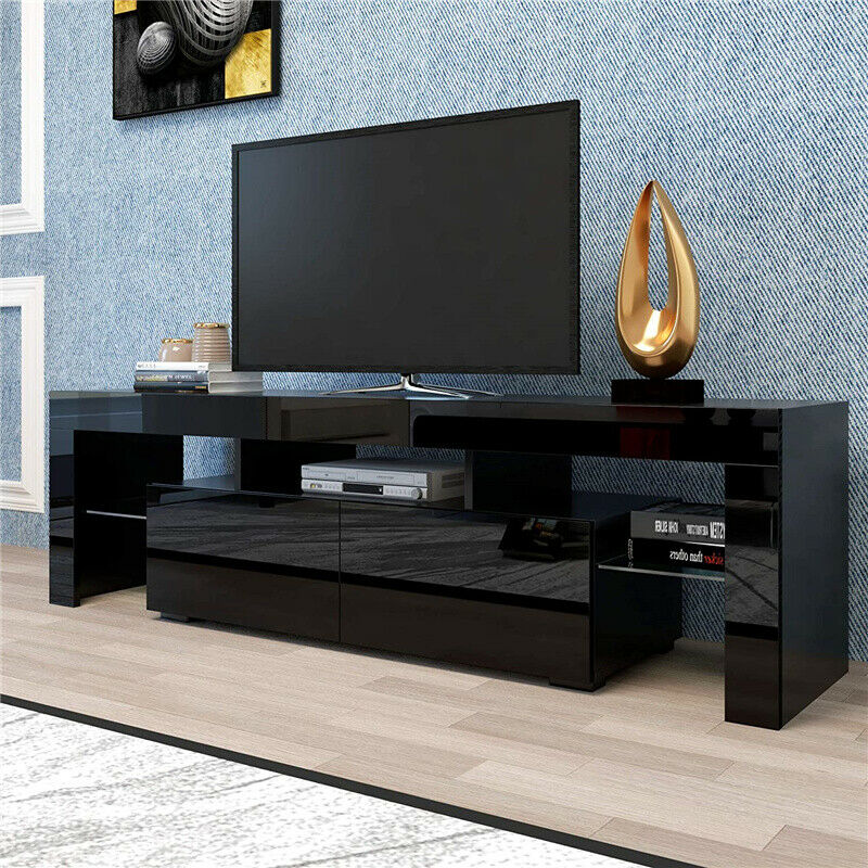 White and Black High Glossy TV Stand with LED Lights