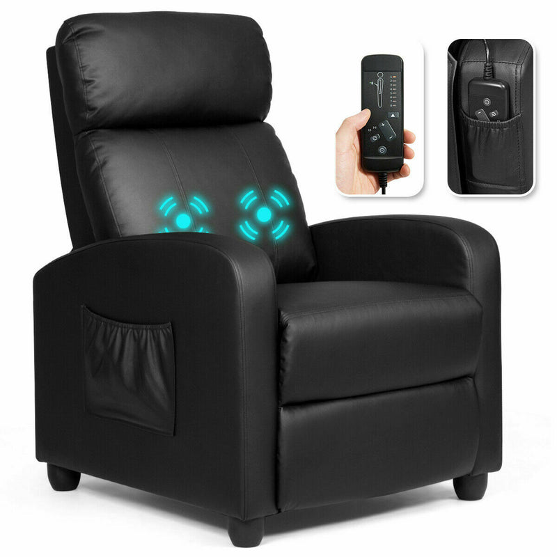 Black vibrating Massage Recliner Chair Sofa w/ Footrest