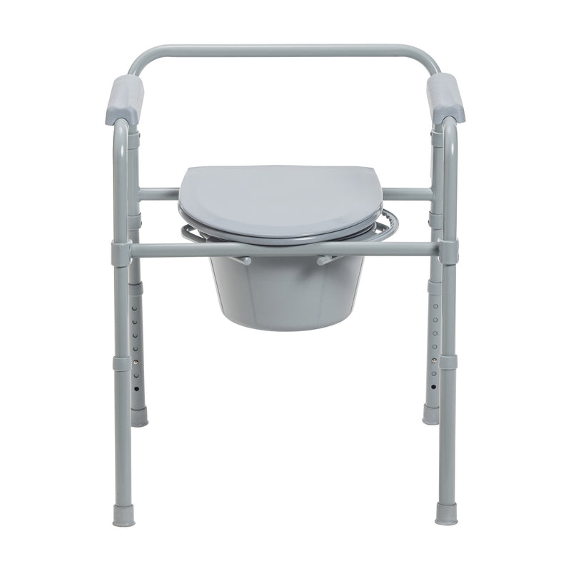 Adult Steel Folding Deep Seat Bedside Commode Toilet Foldable Potty Chair