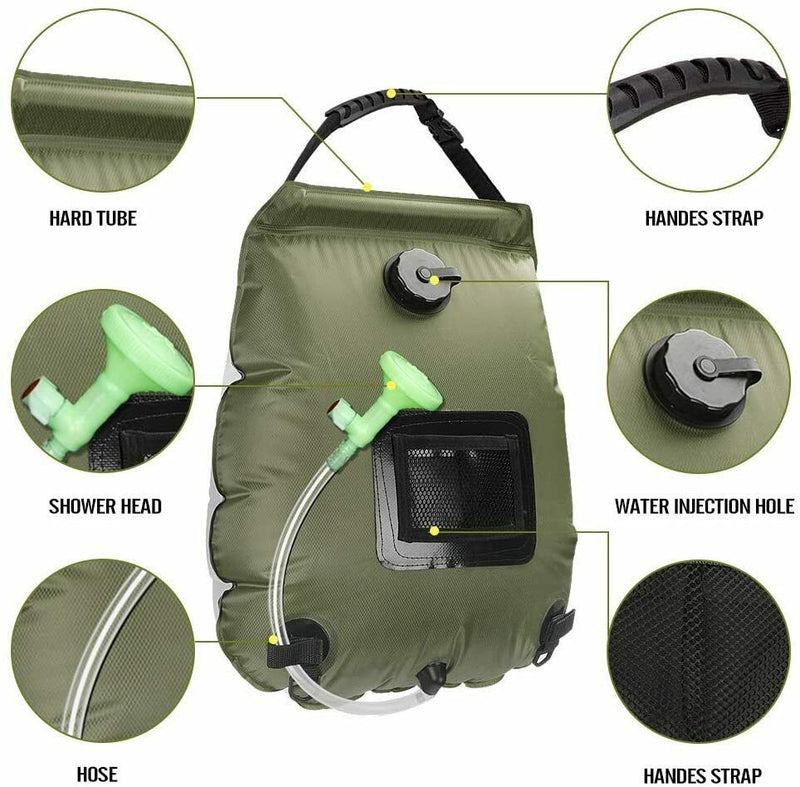 Outdoor Camping Shower 20L Portable Solar Heating Shower Bag Water Heater