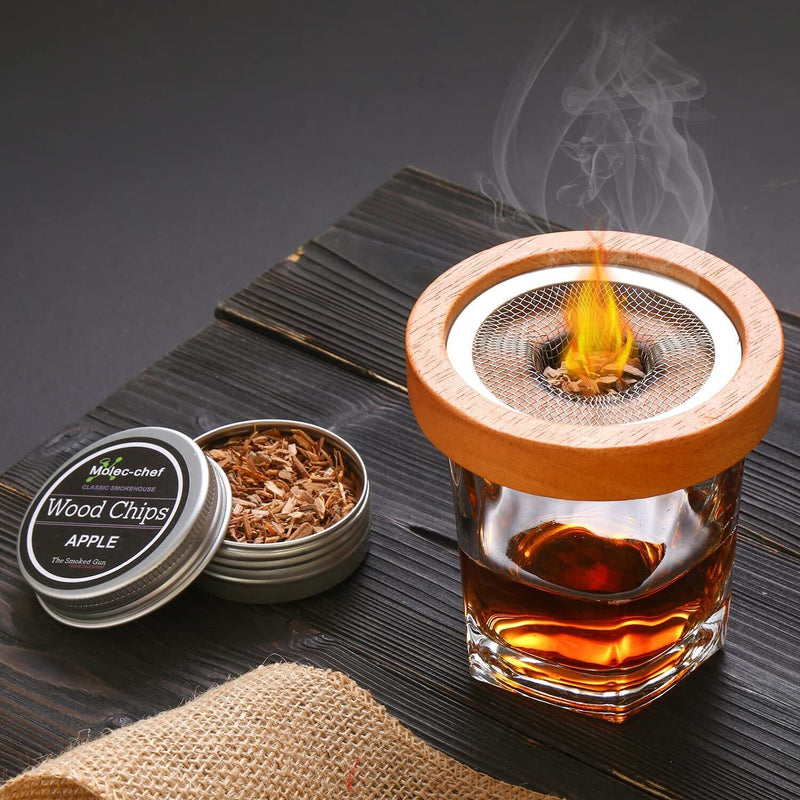 Cocktail Smoker Kit with Wood Chips for Whiskey Wine,Cheese and 4 Flavor Drink Smoker