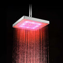 7 Color LED Square Rainfall Shower Head Waterfall Bathroom Glow Light