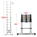 Telescoping Extension Ladder Heavy Duty Aluminum 12.5 Feet