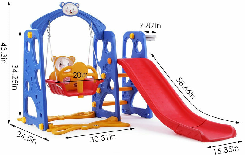 4-in-1 Kids Slide & Swing Playset